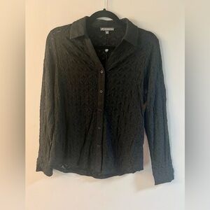 NEW-Adrianna Papell Lacey Black Button-Up Shirt Size Small.